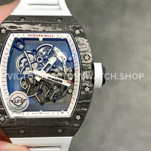 APS Factory Richard Mille RM 055 carbon fiber red subtitles white background skeletonized dial