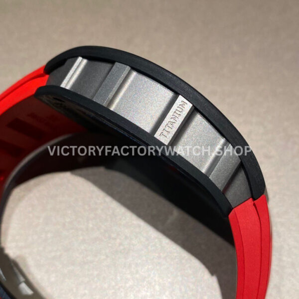 APS Factory Richard Mille RM 055 42.7mm Titanium Red Rubber Strap Skeletonized Black Dial (2) APS Factory Richard Mille RM 055 42.7mm Titanium Red Rubber Strap Skeletonized Black Dial