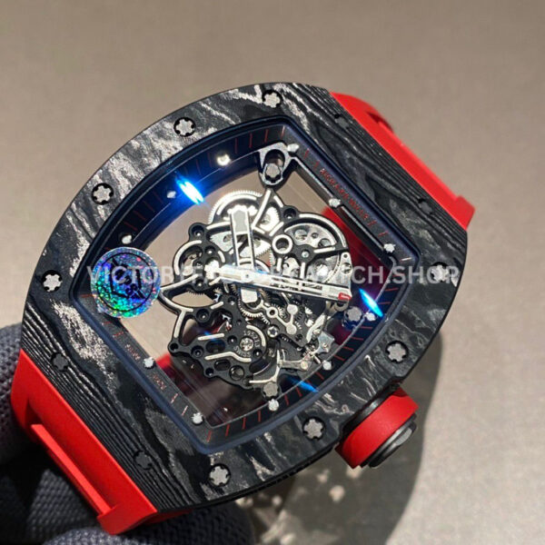 APS Factory Richard Mille RM 055 42.7mm Titanium Red Rubber Strap Skeletonized Black Dial (5) APS Factory Richard Mille RM 055 42.7mm Titanium Red Rubber Strap Skeletonized Black Dial
