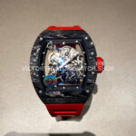 APS Factory Richard Mille RM 055 42.7mm Titanium Red Rubber Strap Skeletonized Black Dial (8) APS Factory Richard Mille RM 055 titanium red rubber strap black skeletonized dial