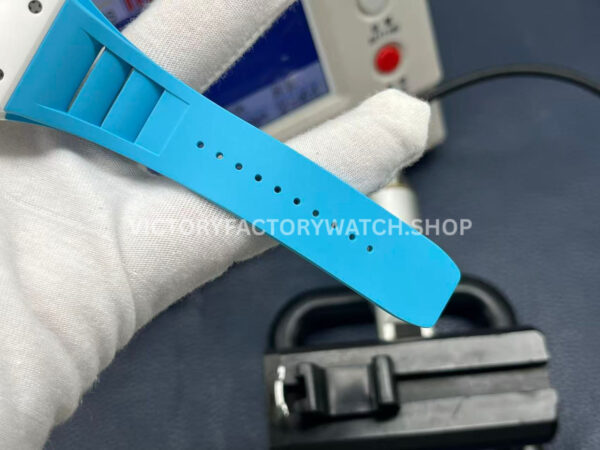 APS Factory Richard Mille RM 055 42.7mm White Ceramic Light Blue Rubber Strap Skeletonized Black Dial (3) APS Factory Richard Mille RM 055 42.7mm White Ceramic Light Blue Rubber Strap Skeletonized Black Dial