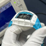 APS Factory Richard Mille RM 055 42.7mm White Ceramic Light Blue Rubber Strap Skeletonized Black Dial (7) APS Factory Richard Mille RM 055 42.7mm White Ceramic Light Blue Rubber Strap Skeletonized Black Dial