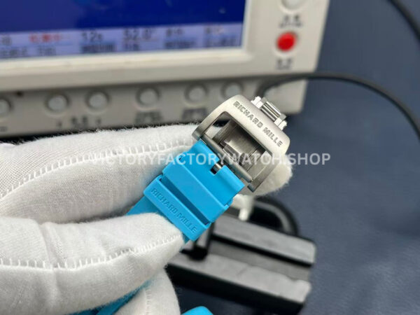 APS Factory Richard Mille RM 055 42.7mm White Ceramic Light Blue Rubber Strap Skeletonized Black Dial (9) APS Factory Richard Mille RM 055 42.7mm White Ceramic Light Blue Rubber Strap Skeletonized Black Dial