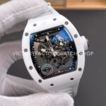 APS Factory Richard Mille RM 055 42.7mm White Ceramic White Rubber Strap Skeletonized Black Dial