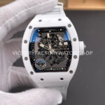 APS Factory Richard Mille RM 055 white ceramic white rubber strap skeletonized black dial
