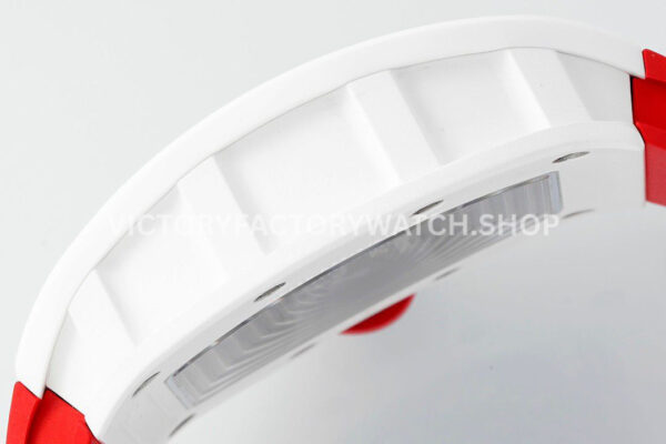 APS Factory Richard Mille RM 055 42.7mm White Ceramic White Rubber Strap Skeletonized Red Dial