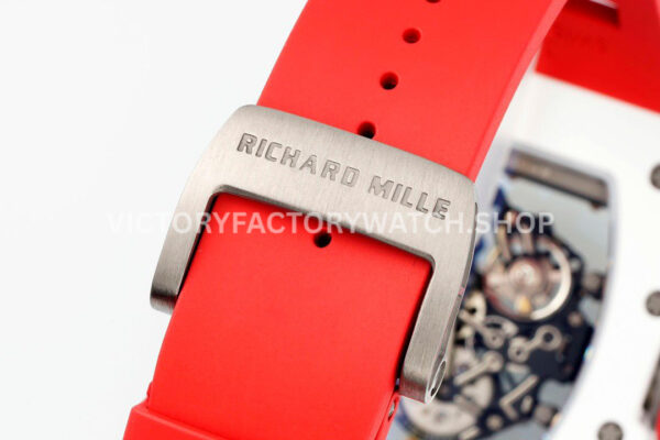 APS Factory Richard Mille RM 055 42.7mm White Ceramic White Rubber Strap Skeletonized Red Dial