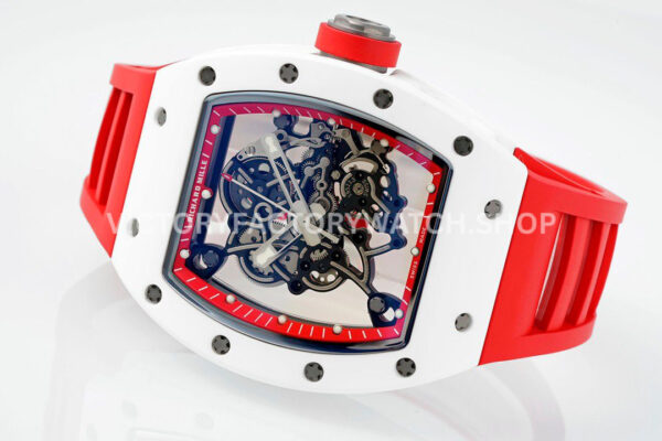 APS Factory Richard Mille RM 055 42.7mm White Ceramic White Rubber Strap Skeletonized Red Dial