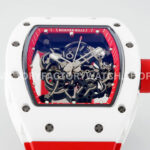 APS Factory Richard Mille RM 055 42.7mm White Ceramic White Rubber Strap Skeletonized Red Dial