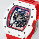 APS Factory Richard Mille RM 055 42.7mm White Ceramic White Rubber Strap Skeletonized Red Dial