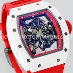 APS Factory Richard Mille RM 055 42.7mm White Ceramic White Rubber Strap Skeletonized Red Dial