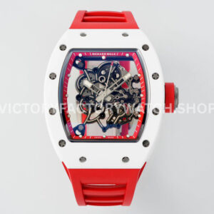 APS Factory Richard Mille RM 055 white ceramic white rubber strap skeletonized red dial