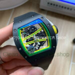 APS Factory Richard Mille RM 061-01 Black Rubber Strap Yohan Blake Skeletonized Green Dial (2) APS Factory Richard Mille RM 61-01 42.7mm Black Ceramic Black Rubber Strap Skeletonized Green Dial
