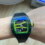APS Factory Richard Mille RM 061-01 Black Rubber Strap Yohan Blake Skeletonized Green Dial (3) APS Factory Richard Mille RM 61-01 42.7mm Black Ceramic Black Rubber Strap Skeletonized Green Dial