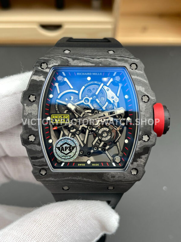 APS Factory Richard Mille RM 35-02 44.5mm Black Carbon Fiber Black Rubber Strap Black Skeletonized Dial (8) APS Factory Richard Mille RM 35-02 44.5mm Black Carbon Fiber Black Rubber Strap Black Skeletonized Dial