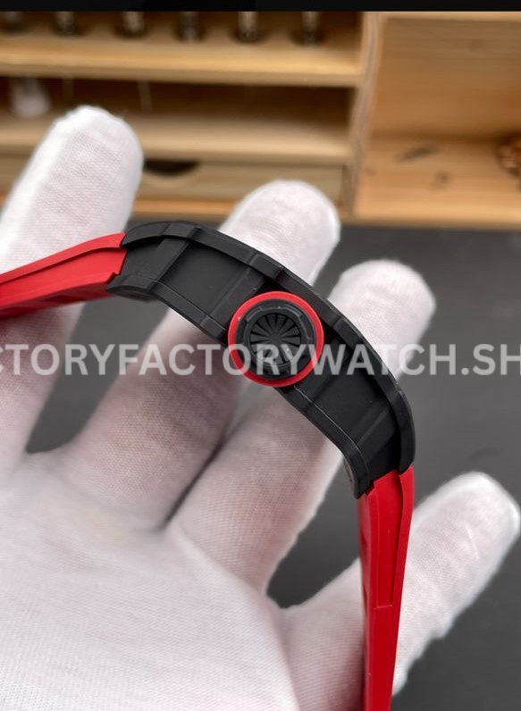 APS Factory Richard Mille RM 35-02 44.5mm Black Carbon Fiber Red Rubber Strap Black Skeletonized Dial (1) APS Factory Richard Mille RM 35-02 44.5mm Black Carbon Fiber Red Rubber Strap Black Skeletonized Dial