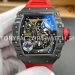APS Factory Richard Mille RM 35-02 44.5mm Black Carbon Fiber Red Rubber Strap Black Skeletonized Dial (4) APS Factory Richard Mille RM 35-02 44.5mm Black Carbon Fiber Red Rubber Strap Black Skeletonized Dial