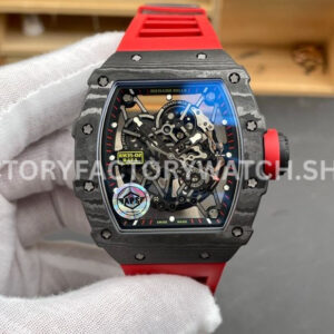 APS Factory Richard Mille RM 35-02 black carbon fiber red rubber strap black skeletonized dial