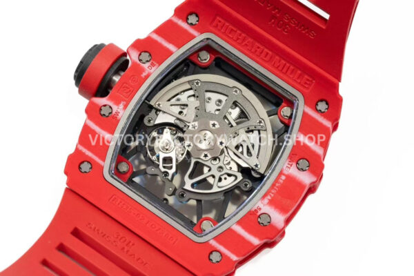 APS Factory Richard Mille RM 35-02 44.5mm Red Carbon Fiber Red Rubber Strap Skeletonized Dial