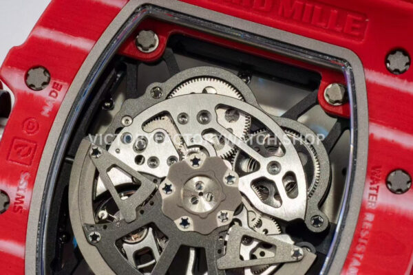APS Factory Richard Mille RM 35-02 44.5mm Red Carbon Fiber Red Rubber Strap Skeletonized Dial