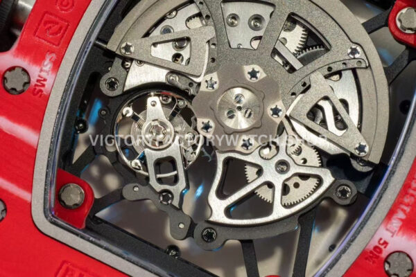 APS Factory Richard Mille RM 35-02 44.5mm Red Carbon Fiber Red Rubber Strap Skeletonized Dial
