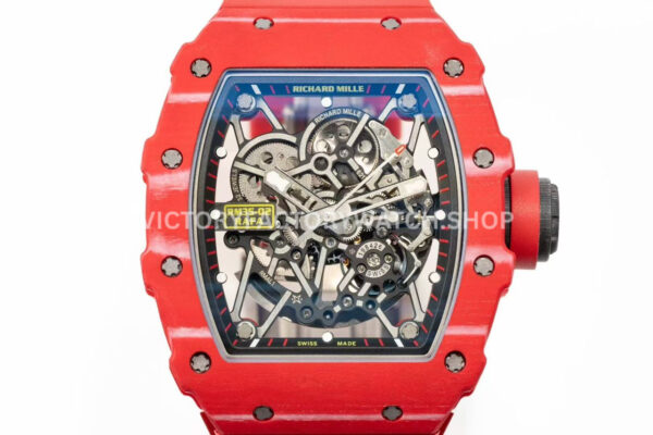 APS Factory Richard Mille RM 35-02 44.5mm Red Carbon Fiber Red Rubber Strap Skeletonized Dial