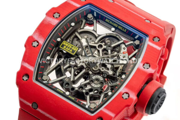 APS Factory Richard Mille RM 35-02 44.5mm Red Carbon Fiber Red Rubber Strap Skeletonized Dial
