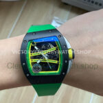 APS Factory Richard Mille RM 61-01 42.7mm Black Ceramic Green Rubber Strap Skeletonized Green Dial (2) APS Factory Richard Mille RM 61-01 42.7mm Black Ceramic Green Rubber Strap Skeletonized Green Dial