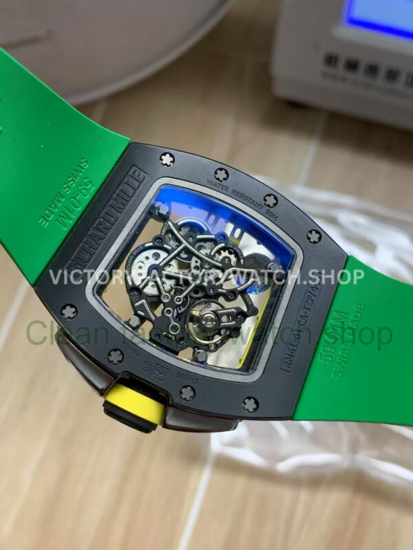 APS Factory Richard Mille RM 61-01 42.7mm Black Ceramic Green Rubber Strap Skeletonized Green Dial (4) APS Factory Richard Mille RM 61-01 42.7mm Black Ceramic Green Rubber Strap Skeletonized Green Dial