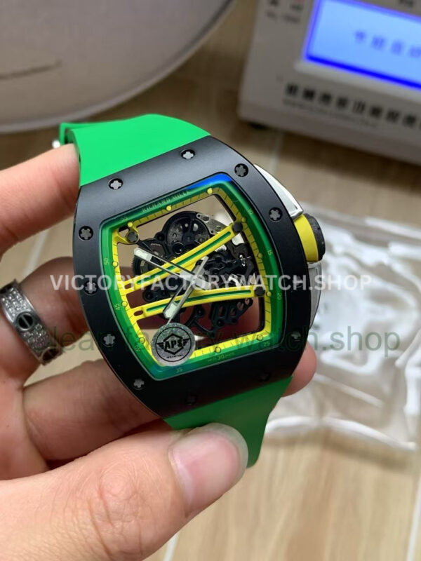 APS Factory Richard Mille RM 61-01 42.7mm Black Ceramic Green Rubber Strap Skeletonized Green Dial (7) APS Factory Richard Mille RM 61-01 42.7mm Black Ceramic Green Rubber Strap Skeletonized Green Dial