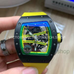 APS Factory Richard Mille RM 61-01 42.7mm Black Ceramic Yellow Rubber Strap Skeletonized Green Dial (1) APS Factory Richard Mille RM 61-01 black ceramic yellow rubber strap skeletonized green dial