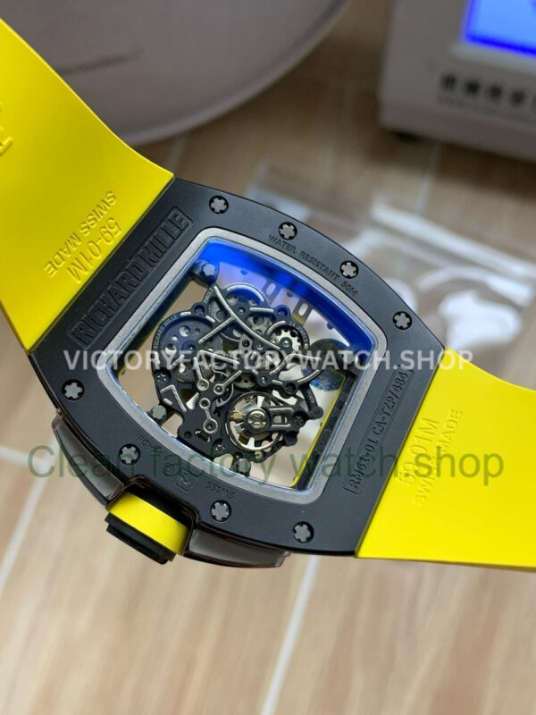 APS Factory Richard Mille RM 61-01 42.7mm Black Ceramic Yellow Rubber Strap Skeletonized Green Dial (4) APS Factory Richard Mille RM 61-01 42.7mm Black Ceramic Yellow Rubber Strap Skeletonized Green Dial