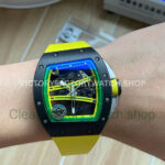 APS Factory Richard Mille RM 61-01 42.7mm Black Ceramic Yellow Rubber Strap Skeletonized Green Dial (6) APS Factory Richard Mille RM 61-01 42.7mm Black Ceramic Yellow Rubber Strap Skeletonized Green Dial