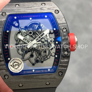 APS Factory Richard Mille RM 055 titanium red subtitles black background skeletonized dial