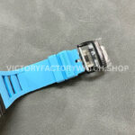 BB3ECA~1 BBR Factory Richard Mille RM 055 43mm Black Carbon Fiber Light Blue Rubber Strap Light Blue Skeletonized Dial