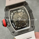 BBR Factory Richard Mille RM 35-02 44.5mm Black Carbon Fiber White Rubber Strap Black Skeletonized Dial