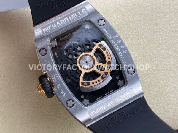 BBA Factory Richard Mille RM 07 31.4mm Diamond Bezel Black Rubber Strap Skeletonized Black Dial (2) BBA Factory Richard Mille RM 07 31.4mm Diamond Bezel Black Rubber Strap Skeletonized Black Dial