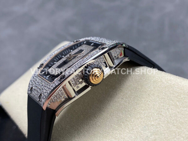 BBA Factory Richard Mille RM 07 31.4mm Diamond Bezel Black Rubber Strap Skeletonized Black Dial (3) BBA Factory Richard Mille RM 07 31.4mm Diamond Bezel Black Rubber Strap Skeletonized Black Dial