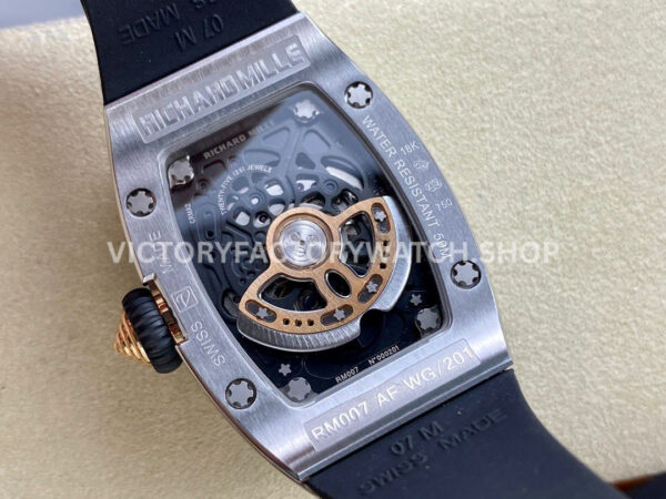 BBA Factory Richard Mille RM 07 31.4mm Diamond Bezel Black Rubber Strap Skeletonized Red Dial