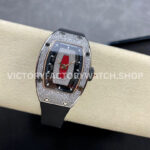 BBA Factory Richard Mille RM 07 31.4mm Diamond Bezel Black Rubber Strap Skeletonized Red Dial