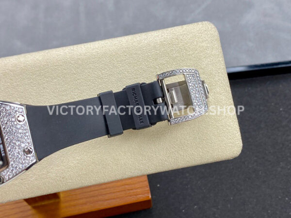 BBA Factory Richard Mille RM 07 31.4mm Diamond Bezel Black Rubber Strap Skeletonized Red Dial