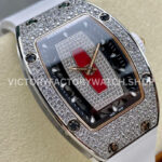 BBA Factory Richard Mille RM 07 31.4mm Diamond Bezel White Rubber Strap Skeletonized Red Dial (2) BBA Factory Richard Mille RM 07 31.4mm Diamond Bezel White Rubber Strap Skeletonized Red Dial