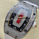BBA Factory Richard Mille RM 07 31.4mm Diamond Bezel White Rubber Strap Skeletonized Red Dial (3) BBA Factory Richard Mille RM 07 31.4mm Diamond Bezel White Rubber Strap Skeletonized Red Dial