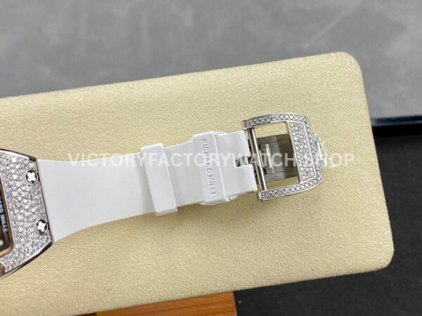 BBA Factory Richard Mille RM 07 31.4mm Diamond Bezel White Rubber Strap Skeletonized Red Dial (4) BBA Factory Richard Mille RM 07 31.4mm Diamond Bezel White Rubber Strap Skeletonized Red Dial