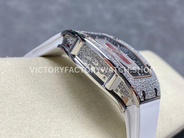 BBA Factory Richard Mille RM 07 31.4mm Diamond Bezel White Rubber Strap Skeletonized Red Dial (5) BBA Factory Richard Mille RM 07 31.4mm Diamond Bezel White Rubber Strap Skeletonized Red Dial