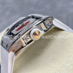 BBA Factory Richard Mille RM 07 31.4mm Diamond Bezel White Rubber Strap Skeletonized Red Dial (6) BBA Factory Richard Mille RM 07 31.4mm Diamond Bezel White Rubber Strap Skeletonized Red Dial