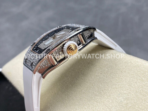 BBA Factory Richard Mille RM 07 31.4mm Diamond Bezel White Rubber Strap Skeletonized White Dial (3) BBA Factory Richard Mille RM 07 31.4mm Diamond Bezel White Rubber Strap Skeletonized White Dial