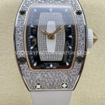 BBA Factory Richard Mille RM 07 31.4mm Diamond Bezel White Rubber Strap Skeletonized White Dial (9) BBA Factory Richard Mille RM 07 diamond bezel white skeletonized dial white rubber strap