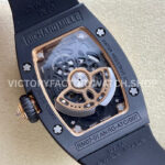 BBA Factory Richard Mille RM 07 31.4mm Diamond Black Ceramic Black Rubber Strap Skeletonized Red Dial