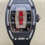 BBA Factory Richard Mille RM 07 diamond black ceramic black rubber strap red skeletonized dial